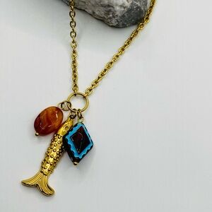 NEW Gold Fish Charm Layering Necklace